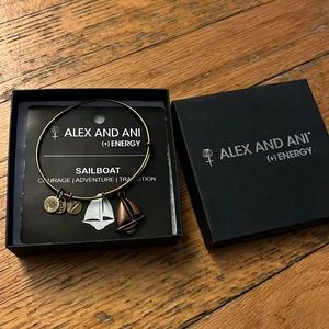Alex and Ani Boat Sailboat Gold Charm Bracelet adjustable Bangle boho